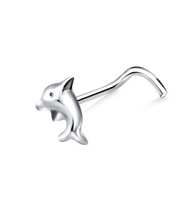 Dolphin Shaped Silver Curved Nose Stud NSKB-80